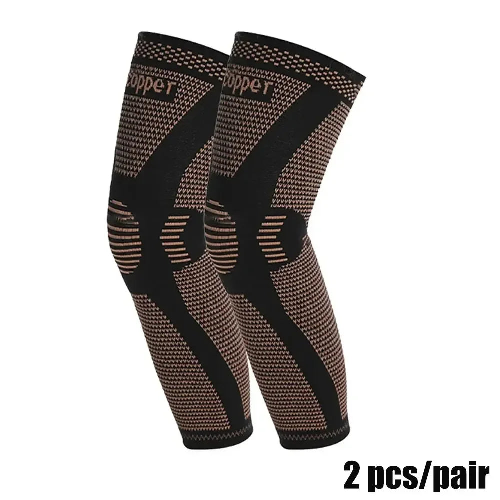 Tike Copper Full Leg Sleeves Long Compression Knee Support Protect Leg for Man Women Basketball, Arthritis Cycling Sport Football Gym