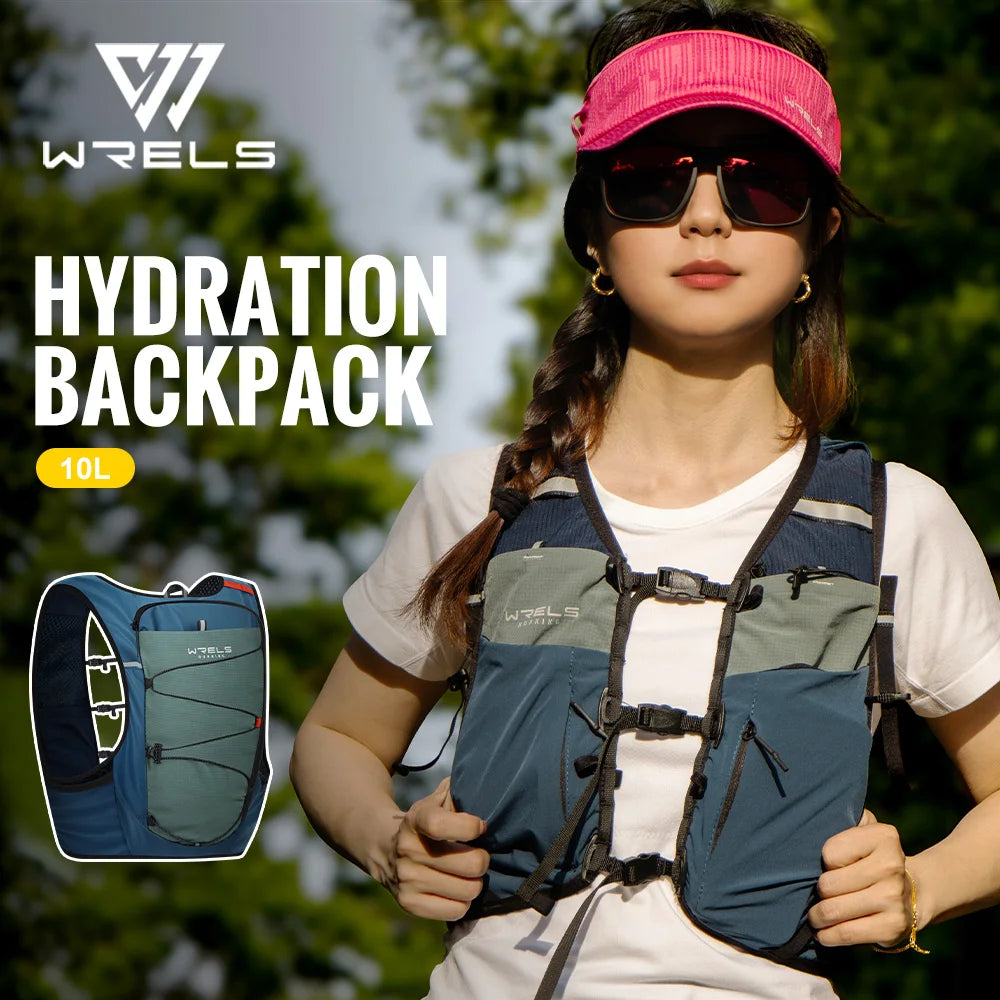 WRELS Lightweight Running Backpack Hydration Vest Outdoor Sports Ultra-light Trail Racing Marathon Hiking Fitness Vest Bag Pack