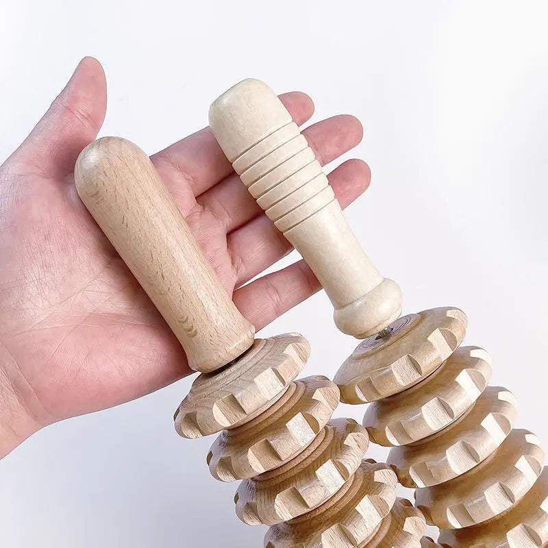 9-Wheel Wooden Roller Massager