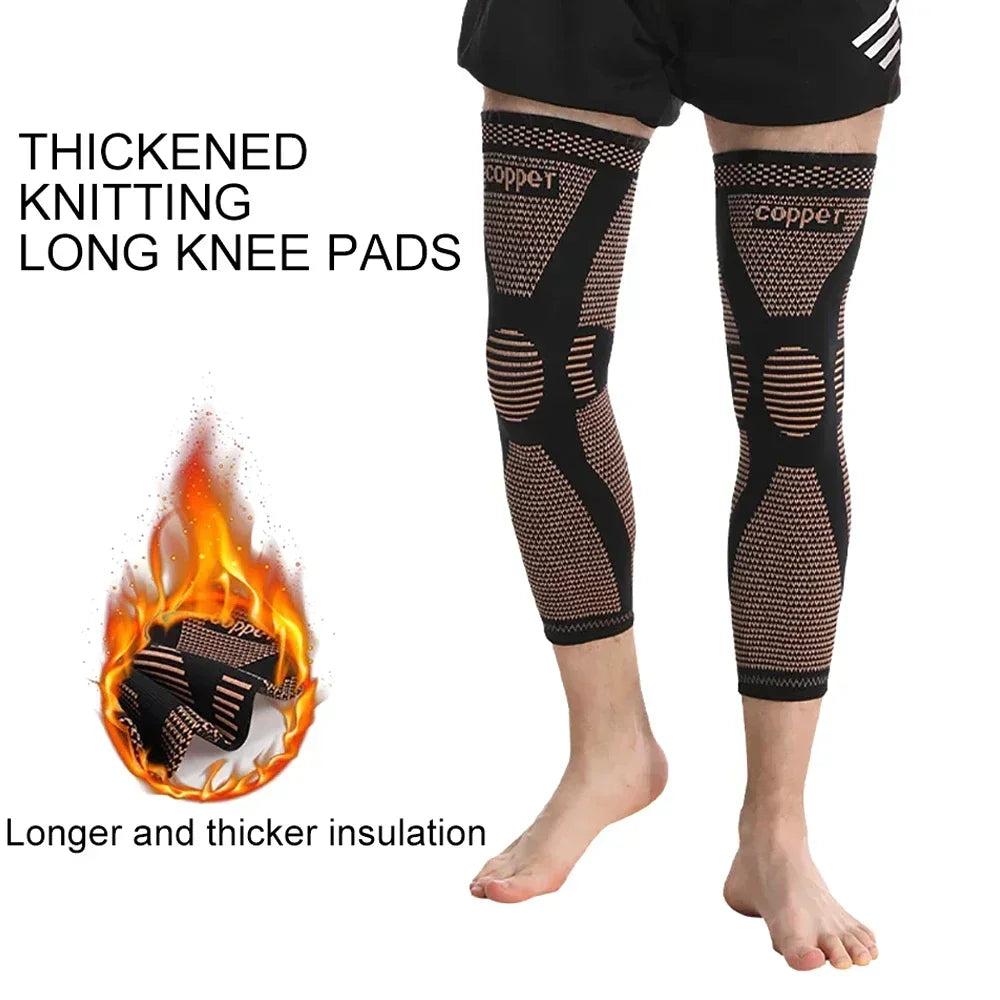 Tike Copper Full Leg Sleeves Long Compression Knee Support Protect Leg for Man Women Basketball, Arthritis Cycling Sport Football Gym