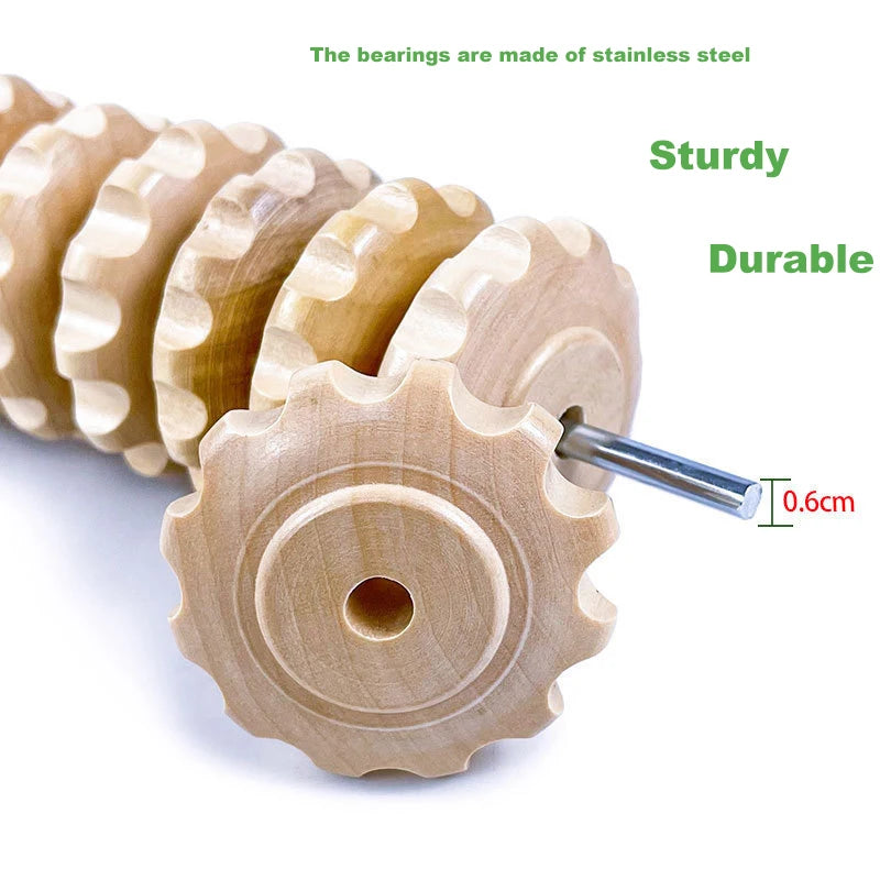 9-Wheel Wooden Roller Massager