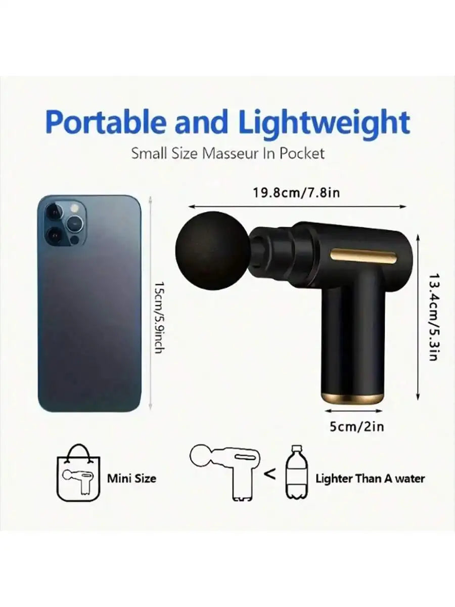 Multicolor Portable Fascial Massage Gun With Interchangeable Heads