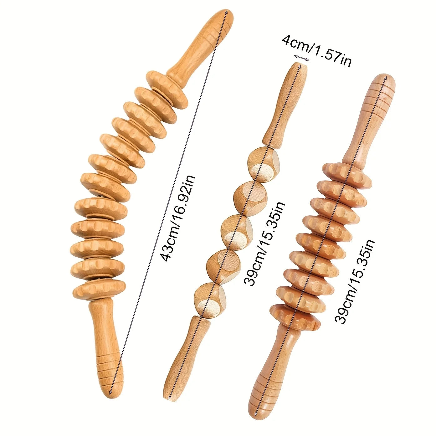 3-Piece Wooden Massage Roller Set