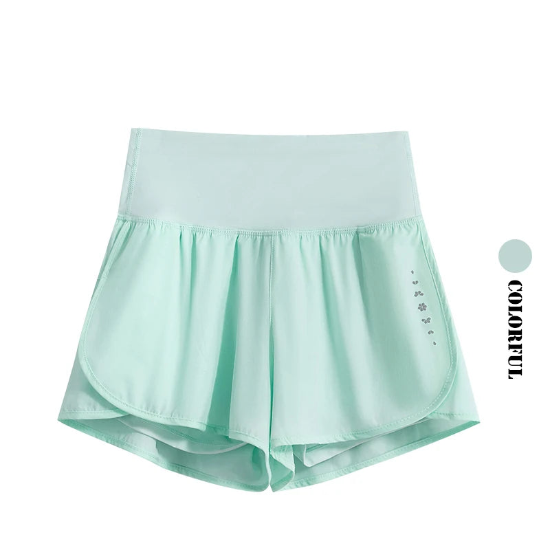 DRUR Women's Athletic Shorts High Waist Quick Drying Yoga Shorts Woman Summer Sports Short Pants With Inner Lining Gym Clothing
