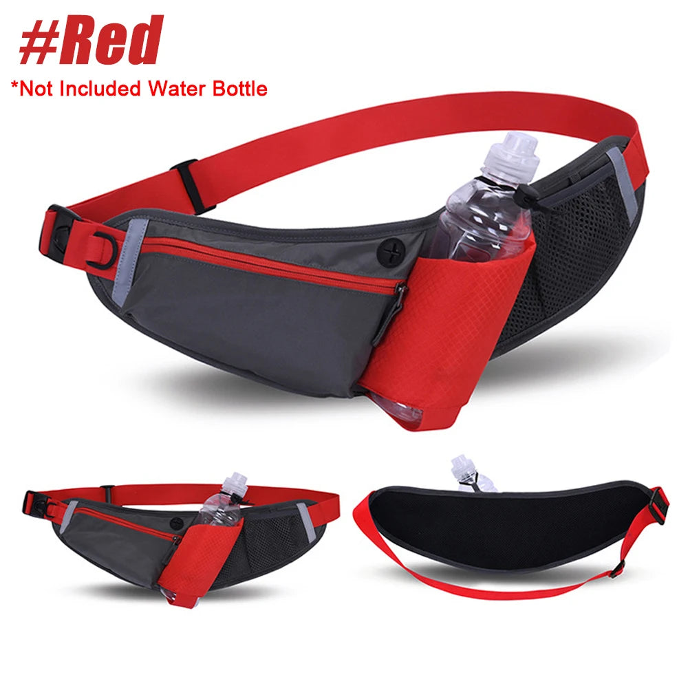 WEPPKK Adjustable Running Belt with Water Bottle Holder