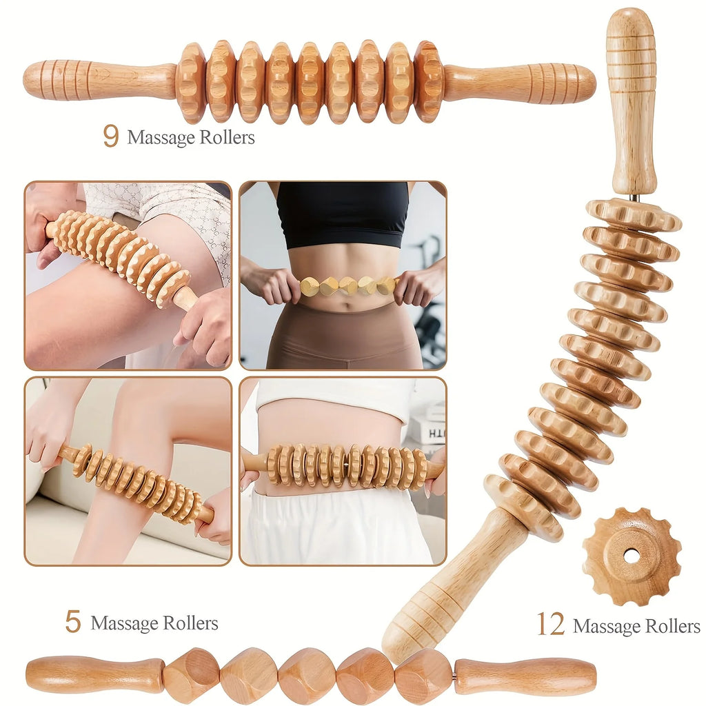3-Piece Wooden Massage Roller Set