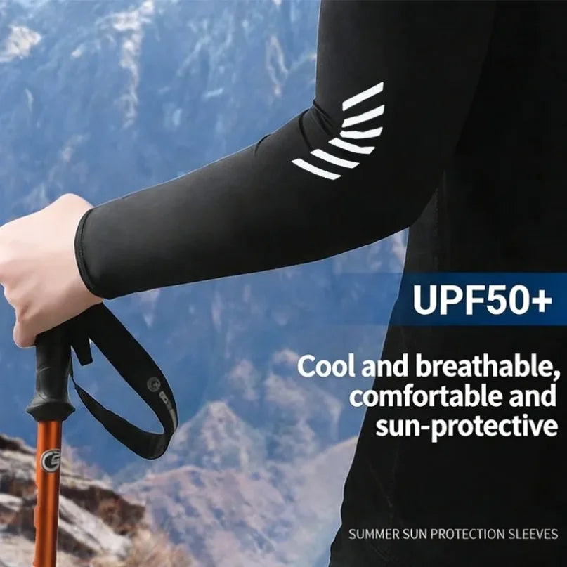 Men's Lightweight Breathable Cooling Sports Sleeves Ice Silk Fabric Sweat-Absorbent for Cycling Fishing Running Hiking