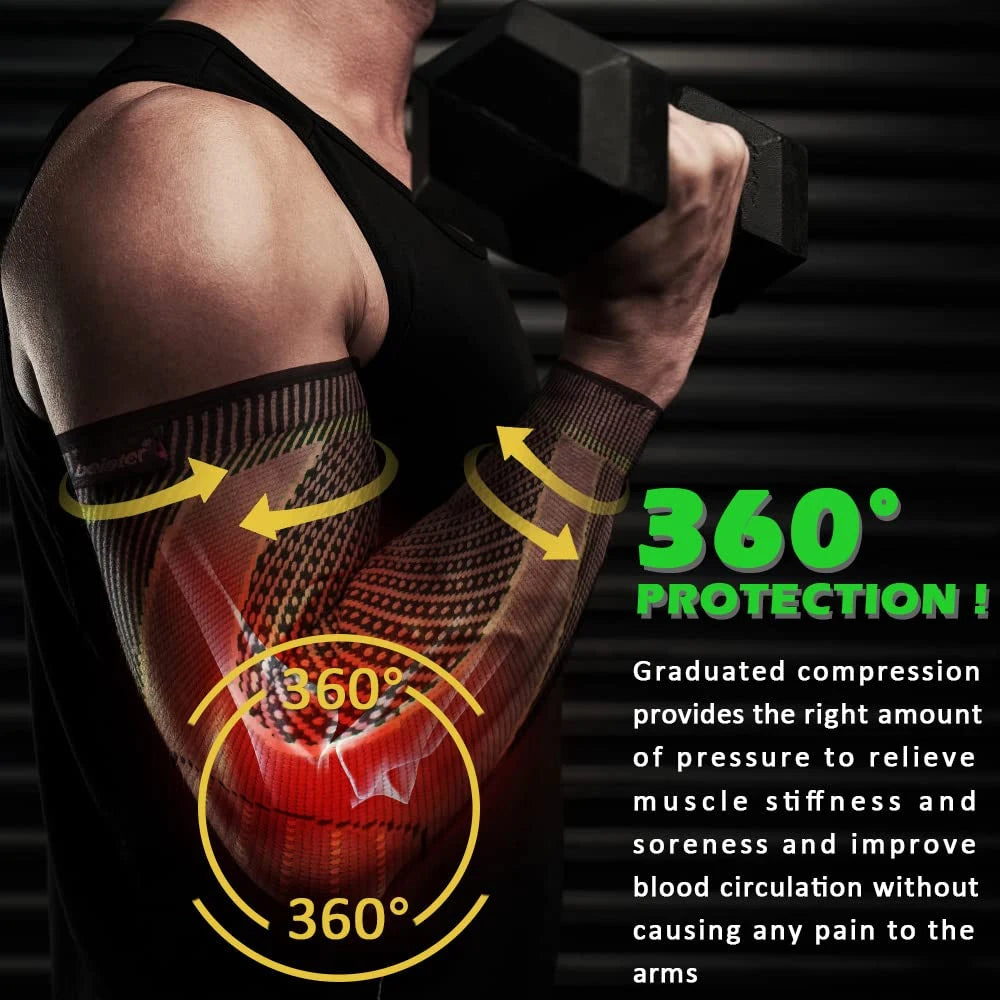 SPOSAFE Sports Arm Compression Sleeves Anti-Slip Elbow Support Youth Adult Cycling Basketball Football Volleyball Baseball Tennis Golf