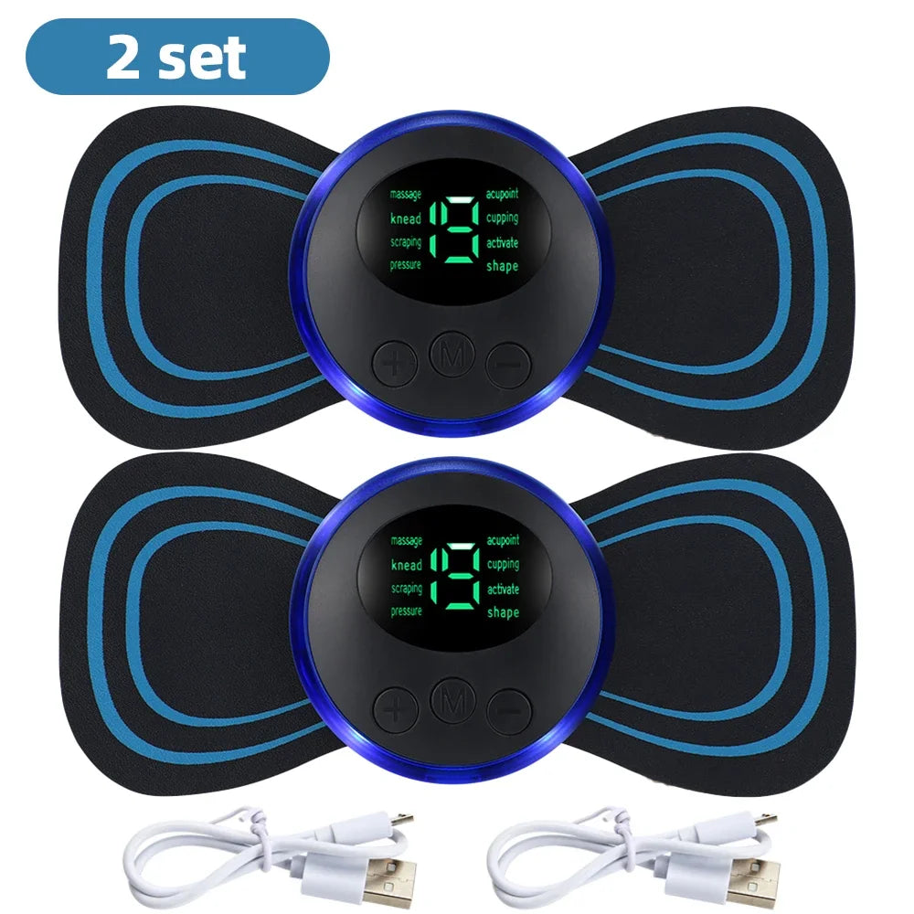 Joverisher Electric Neck Massager EMS Muscle Massage Stimulator Low Frequency Instrument Back Cervical Calf Patches Pain Joints Mini Device