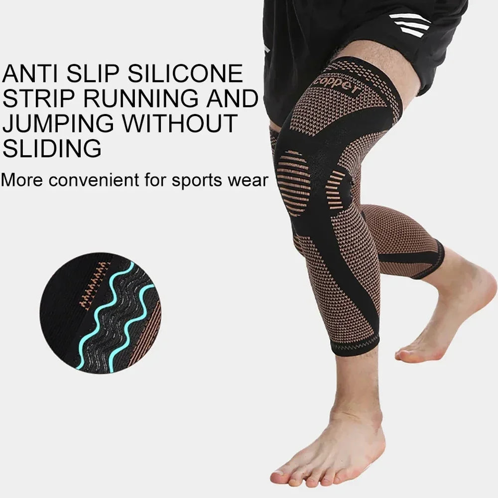 Tike Copper Full Leg Sleeves Long Compression Knee Support Protect Leg for Man Women Basketball, Arthritis Cycling Sport Football Gym