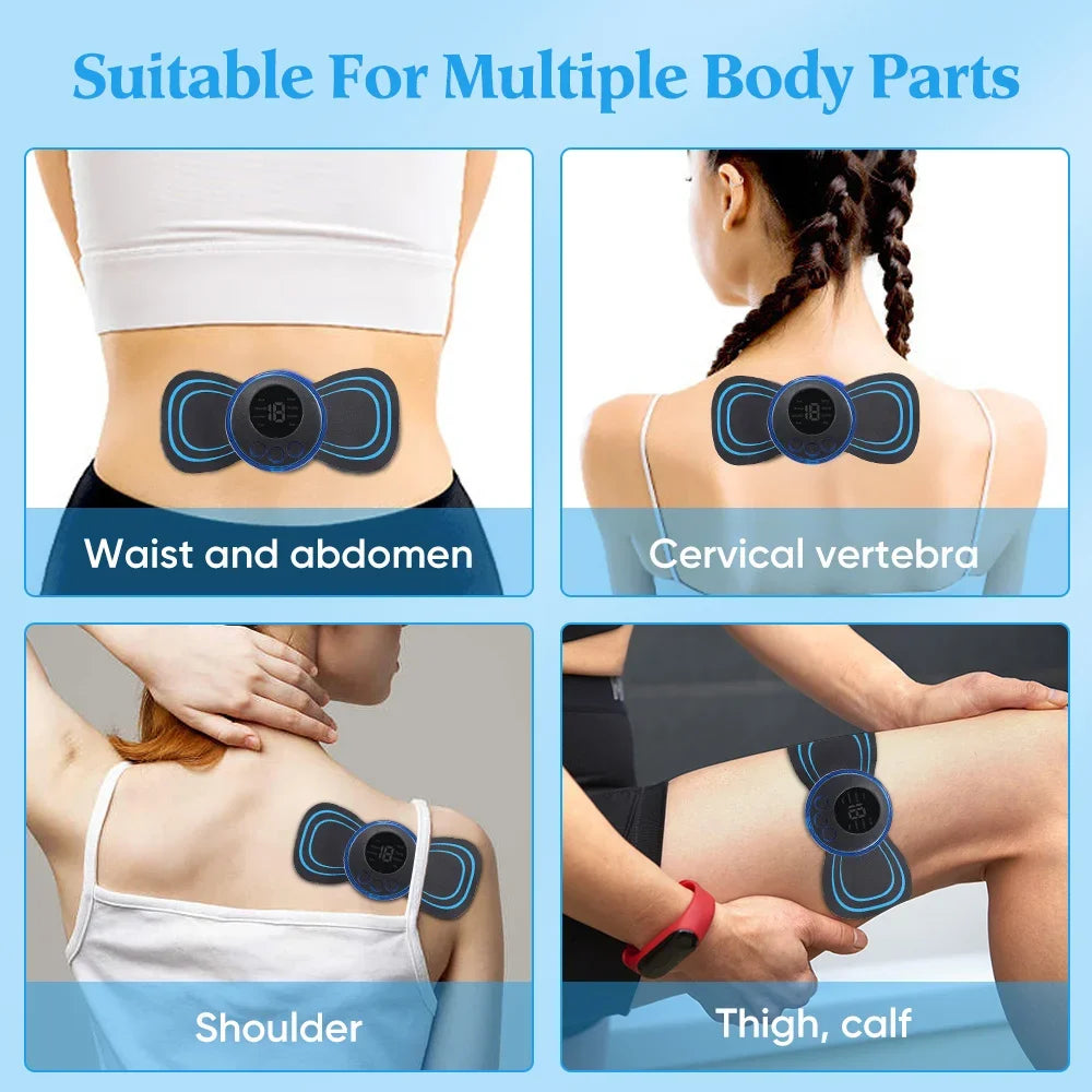 Joverisher Electric Neck Massager EMS Muscle Massage Stimulator Low Frequency Instrument Back Cervical Calf Patches Pain Joints Mini Device