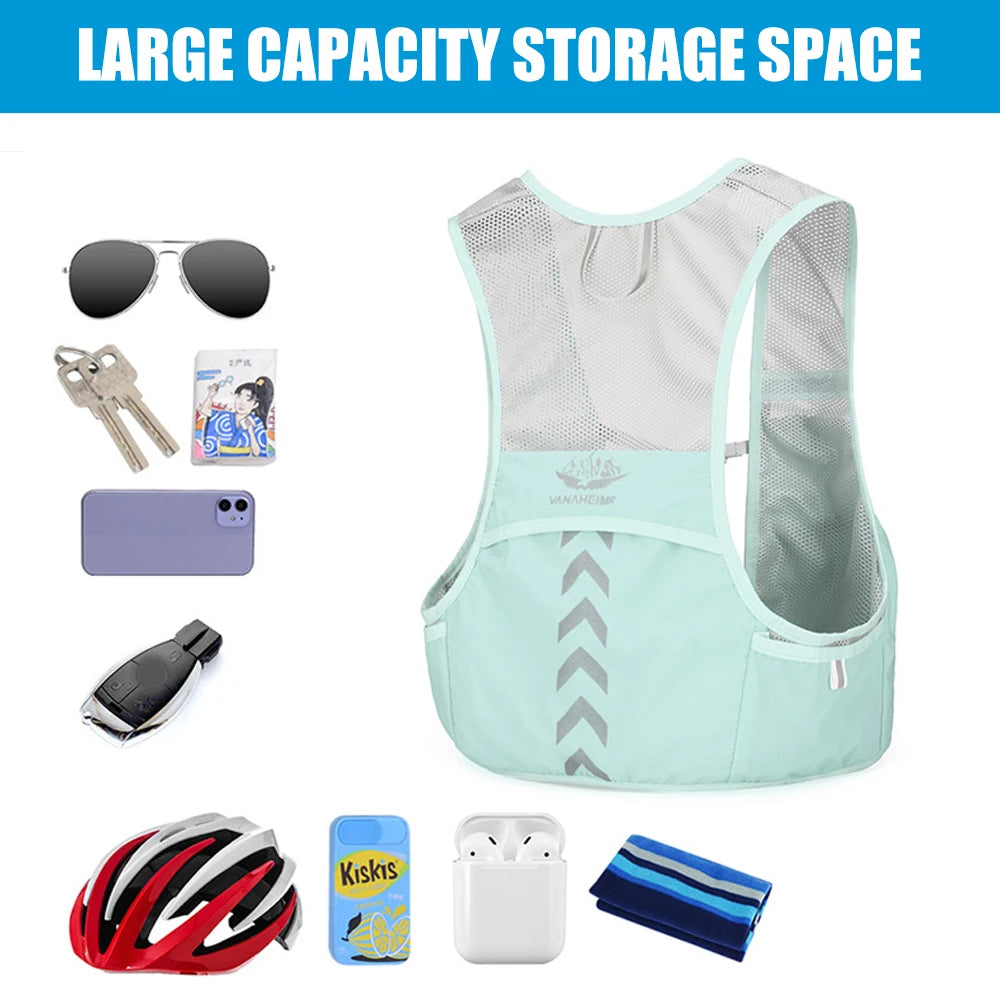 WEPPKK Lightweight Breathable Running Vest, Adjustable Reflective Vest with Pockets for Women Men, Trail Running Hiking