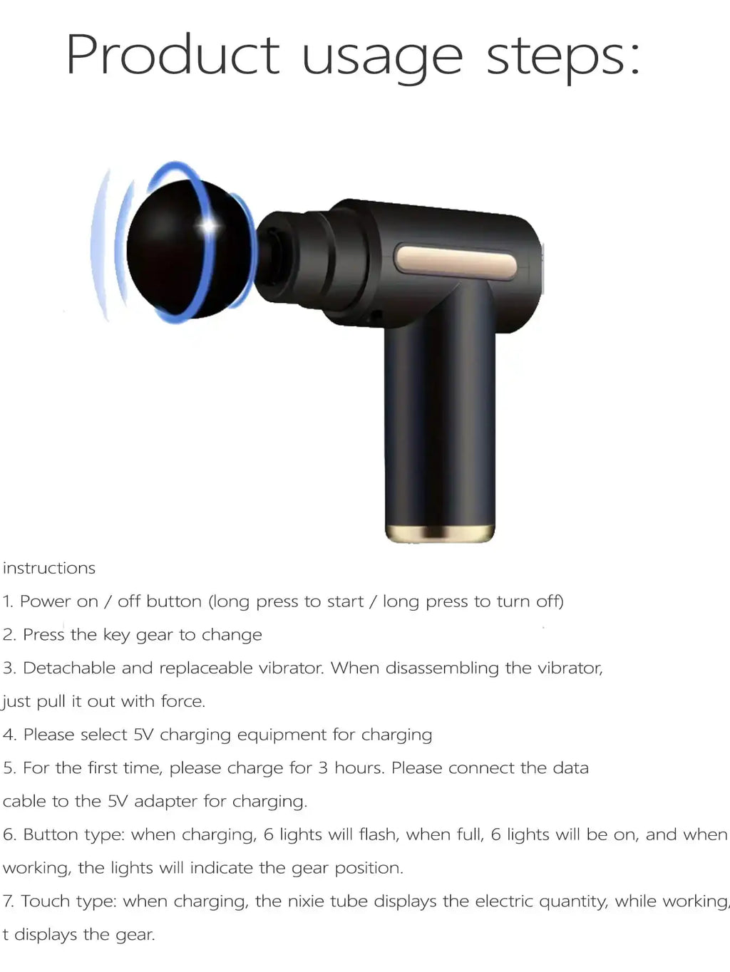 Multicolor Portable Fascial Massage Gun With Interchangeable Heads