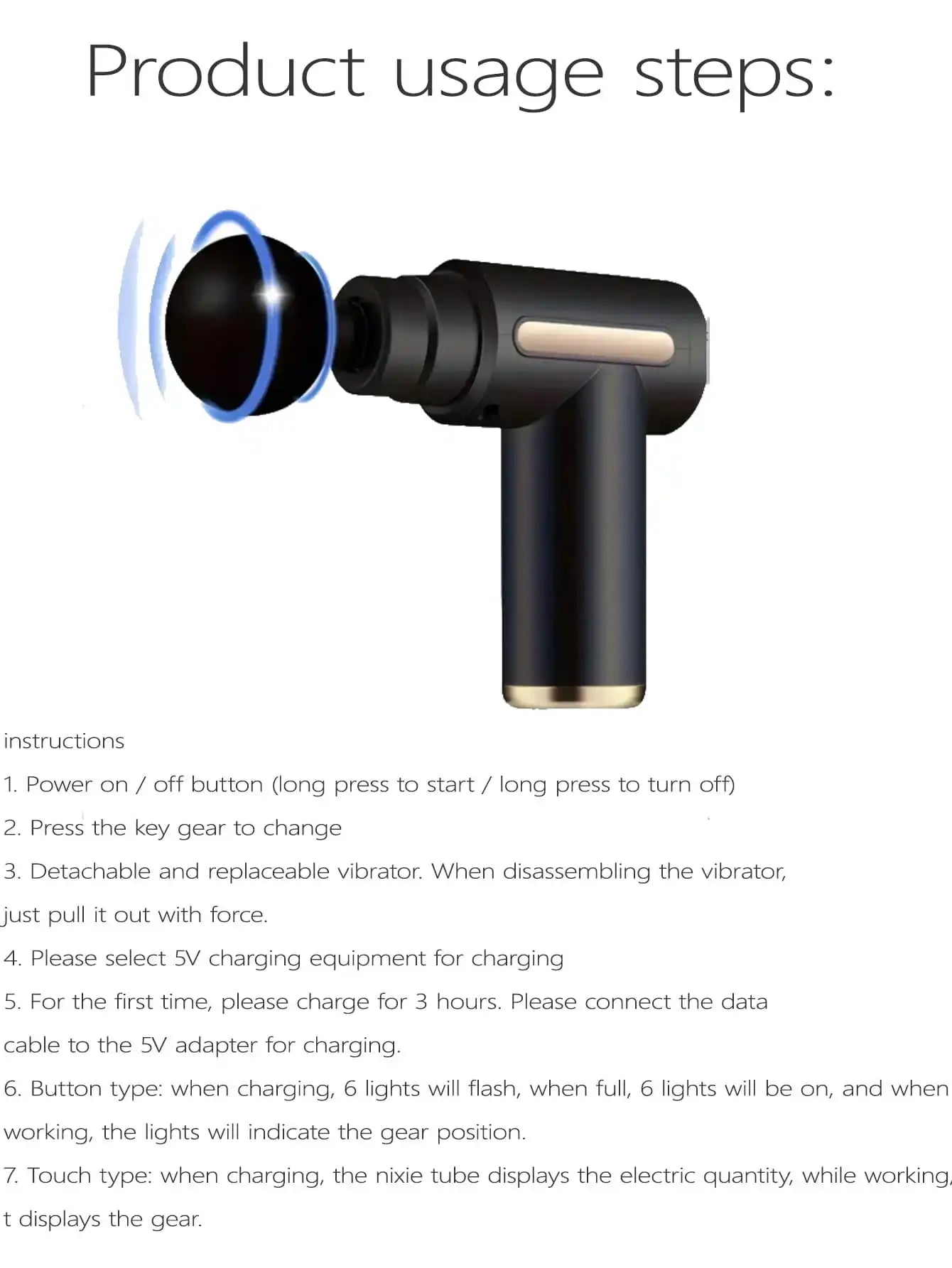 Multicolor Portable Fascial Massage Gun With Interchangeable Heads