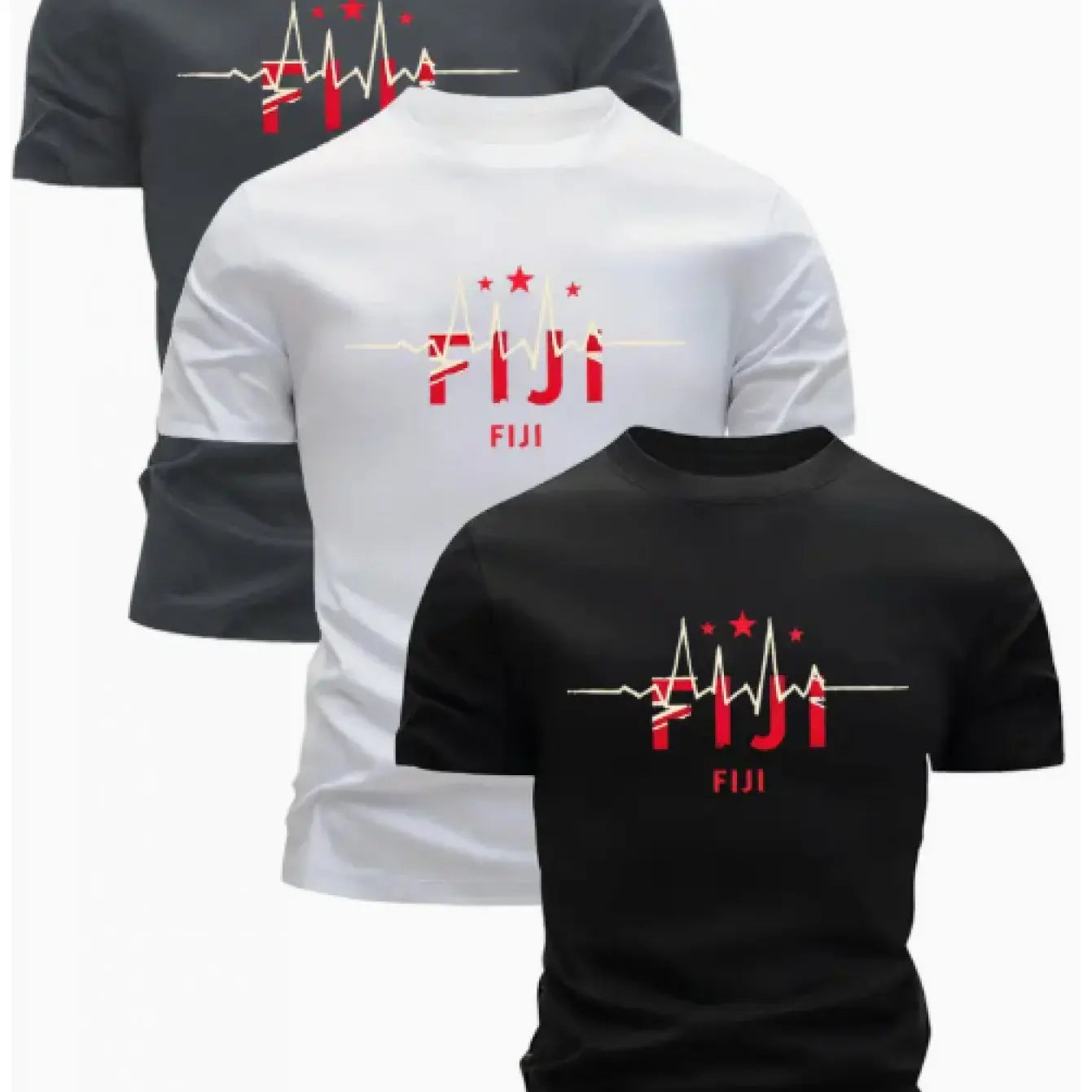 3-Pack Men's Sport Short Sleeve T-Shirt Set Quick-Dry Breathable Cotton Black White Gray Layering Combination